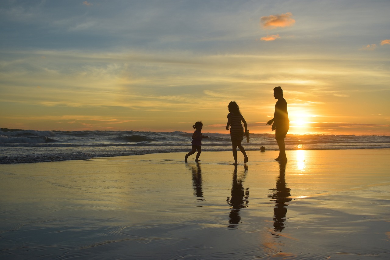 Family on beach