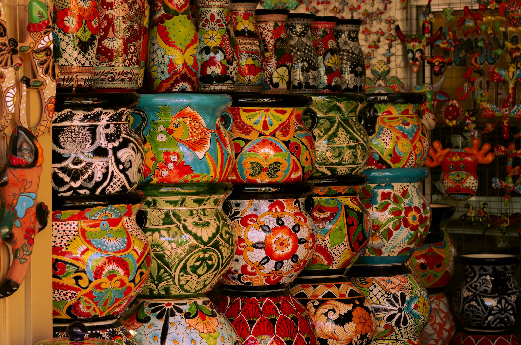 Stacked talavera pots